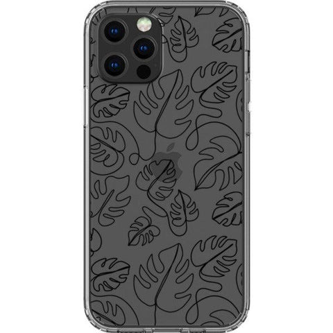 Monstera Leaf Line Art Clear Phone Case