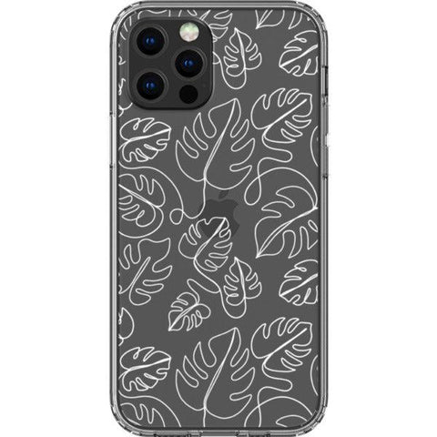 Monstera Leaf Line Art Clear Phone Case