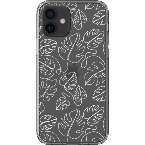 Monstera Leaf Line Art Clear Phone Case