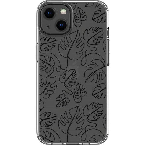 Monstera Leaf Line Art Clear Phone Case