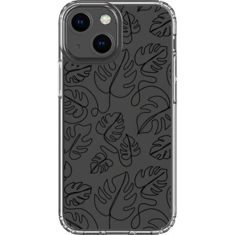 Monstera Leaf Line Art Clear Phone Case