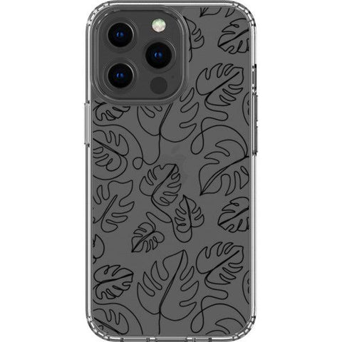 Monstera Leaf Line Art Clear Phone Case