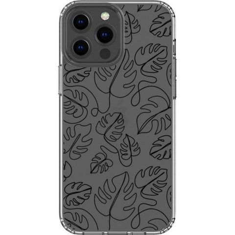 Monstera Leaf Line Art Clear Phone Case