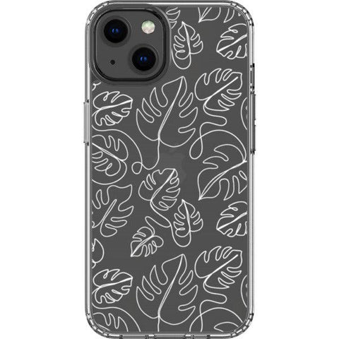 Monstera Leaf Line Art Clear Phone Case