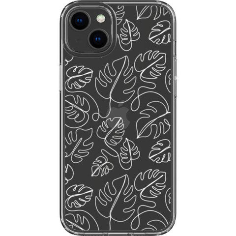 Monstera Leaf Line Art Clear Phone Case
