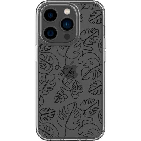 Monstera Leaf Line Art Clear Phone Case