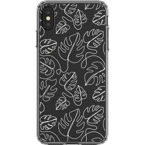 Monstera Leaf Line Art Clear Phone Case