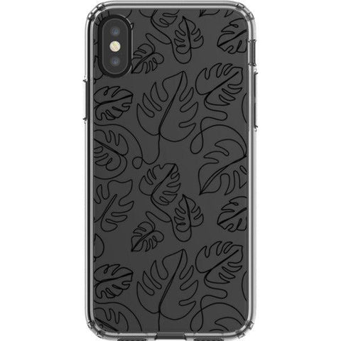 Monstera Leaf Line Art Clear Phone Case