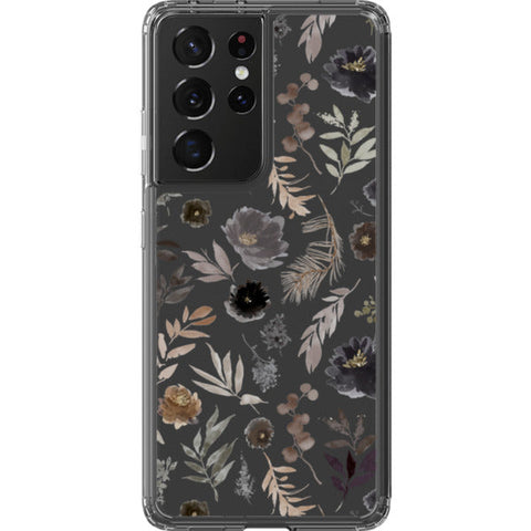 Moody Watercolor Wild Flowers Clear Phone Case