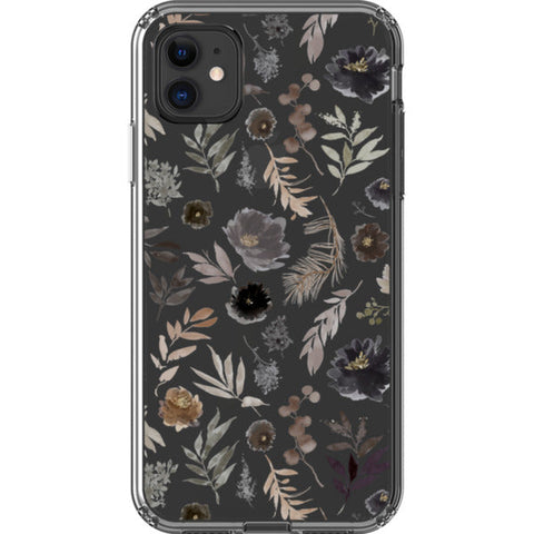 Moody Watercolor Wild Flowers Clear Phone Case