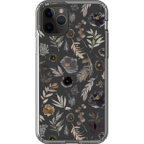 Moody Watercolor Wild Flowers Clear Phone Case