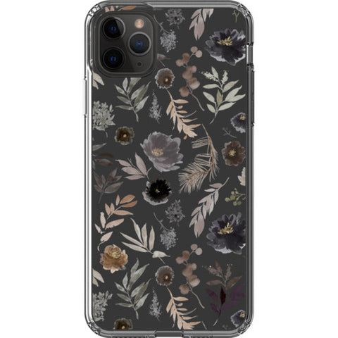 Moody Watercolor Wild Flowers Clear Phone Case