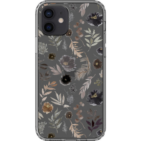Moody Watercolor Wild Flowers Clear Phone Case
