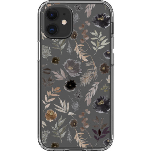 Moody Watercolor Wild Flowers Clear Phone Case
