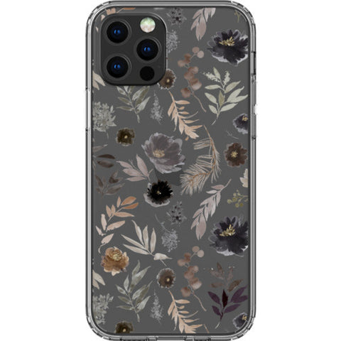 Moody Watercolor Wild Flowers Clear Phone Case