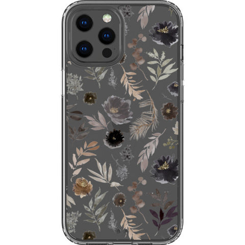 Moody Watercolor Wild Flowers Clear Phone Case