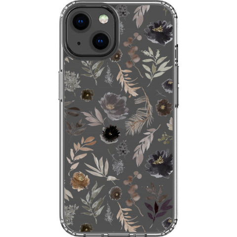 Moody Watercolor Wild Flowers Clear Phone Case