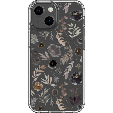 Moody Watercolor Wild Flowers Clear Phone Case