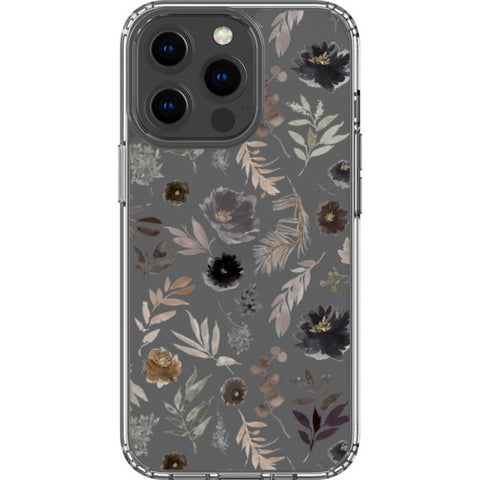 Moody Watercolor Wild Flowers Clear Phone Case