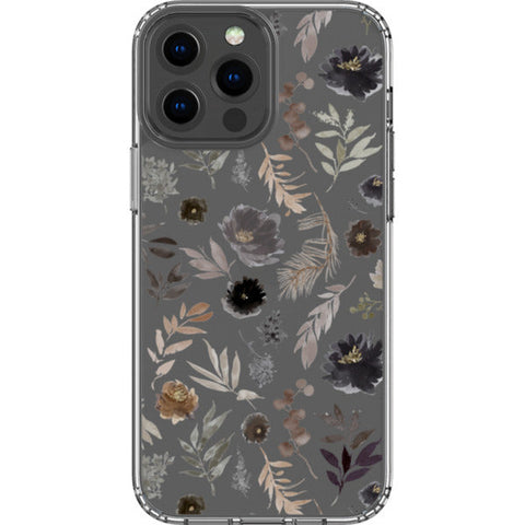 Moody Watercolor Wild Flowers Clear Phone Case
