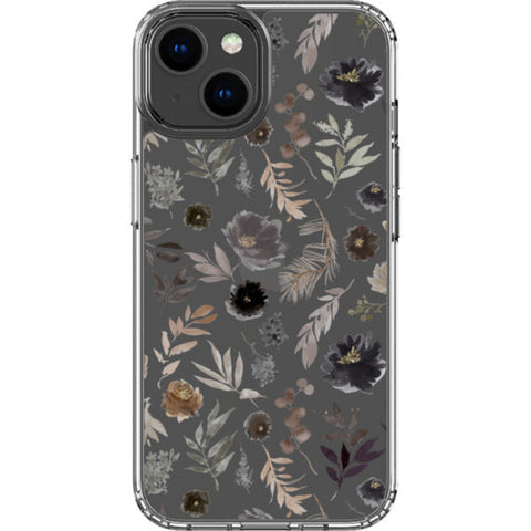 Moody Watercolor Wild Flowers Clear Phone Case