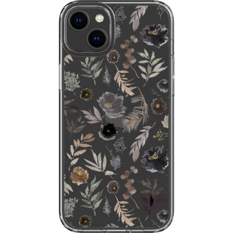 Moody Watercolor Wild Flowers Clear Phone Case