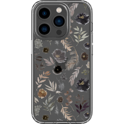 Moody Watercolor Wild Flowers Clear Phone Case