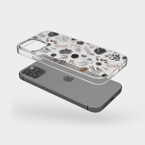 Moody Watercolor Wild Flowers Phone Case For iPhone 14 Plus 13 Pro Max 12 Mini XR 7 8 SE 2022 Aesthetic Dark Floral Design Feat