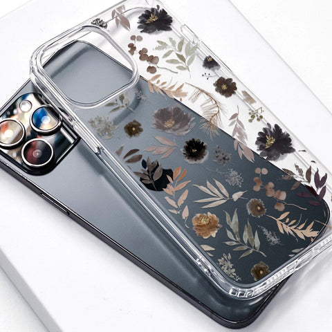 Moody Watercolor Wild Flowers Phone Case For iPhone 14 Plus 13 Pro Max 12 Mini XR 7 8 SE 2022 Aesthetic Dark Floral Design Feat