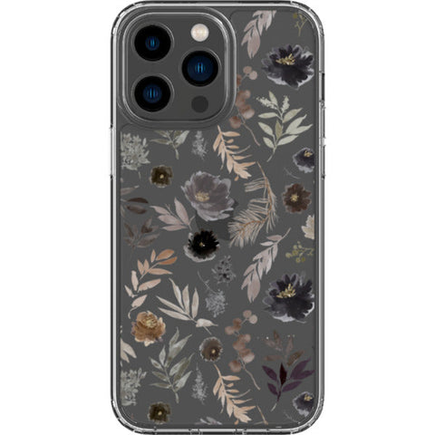 Moody Watercolor Wild Flowers Clear Phone Case