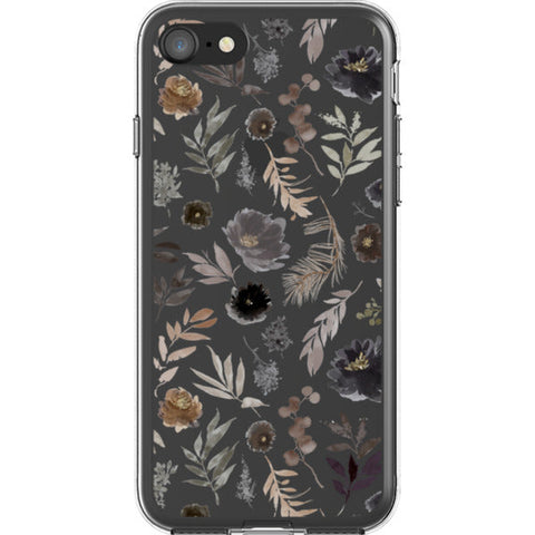 Moody Watercolor Wild Flowers Clear Phone Case