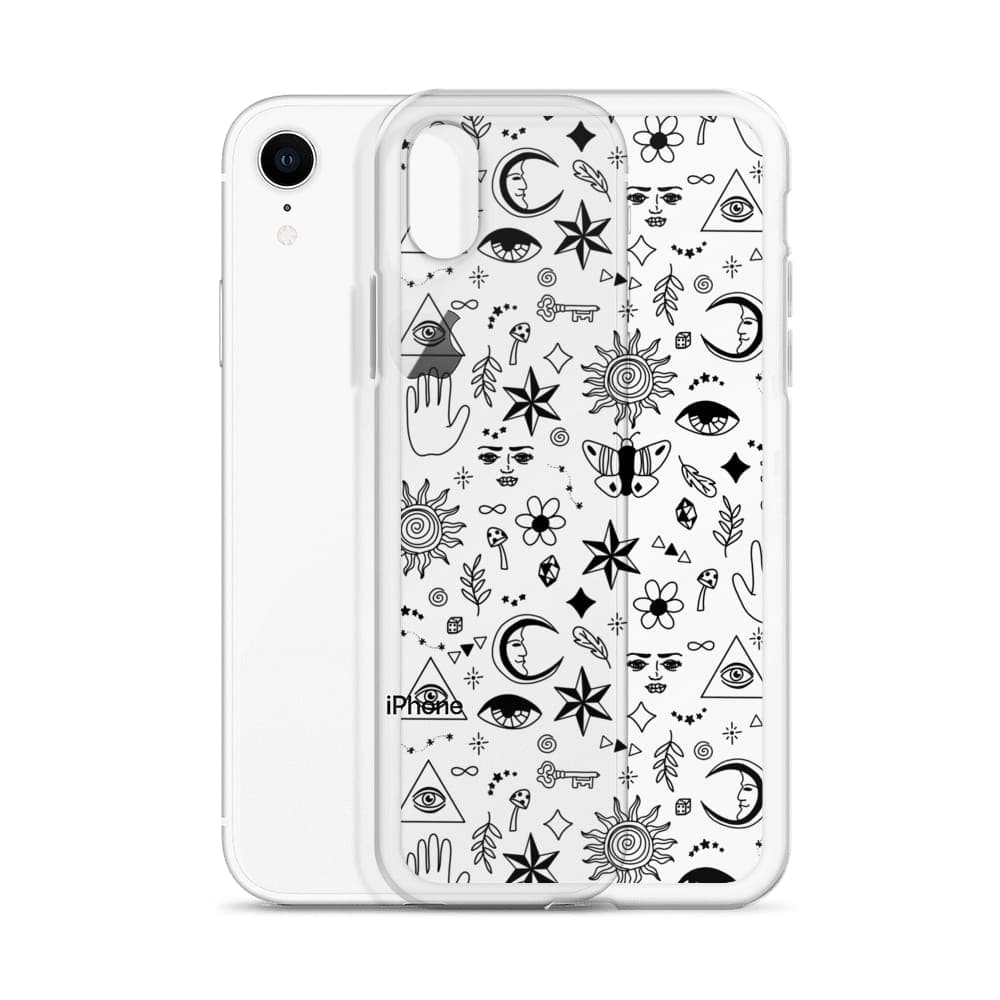 Transparent Case With Phone Case Black Outline Mystic Outline