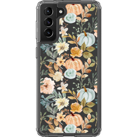 Orange Teal Fall Pumpkins Clear Phone Case