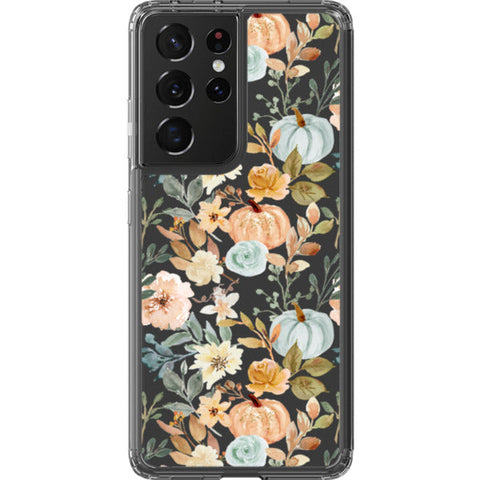 Orange Teal Fall Pumpkins Clear Phone Case