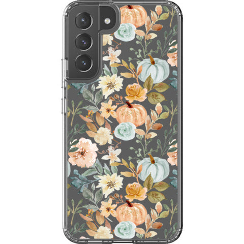 Orange Teal Fall Pumpkins Clear Phone Case