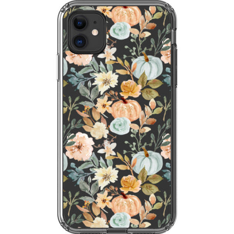 Orange Teal Fall Pumpkins Clear Phone Case