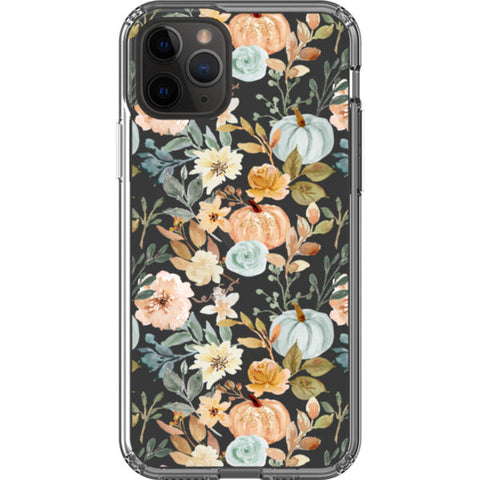 Orange Teal Fall Pumpkins Clear Phone Case