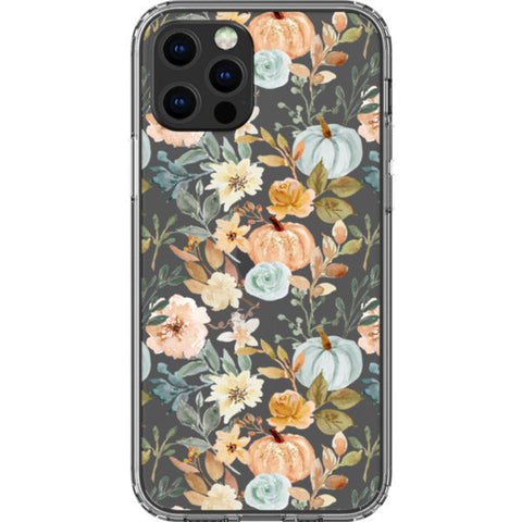 Orange Teal Fall Pumpkins Clear Phone Case