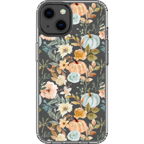 Orange Teal Fall Pumpkins Clear Phone Case