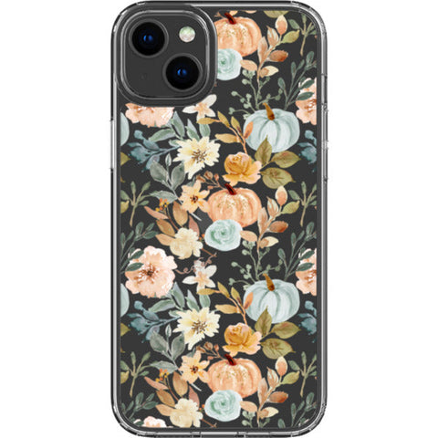 Orange Teal Fall Pumpkins Clear Phone Case