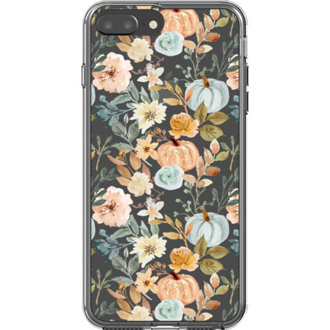 Orange Teal Fall Pumpkins Clear Phone Case