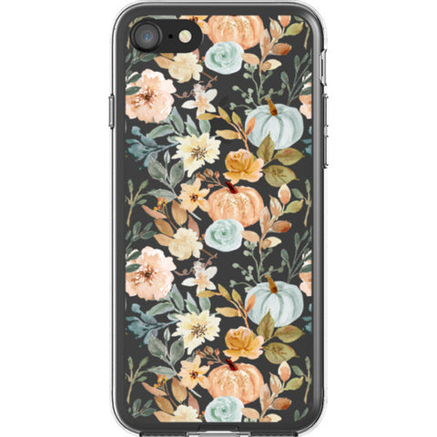 Orange Teal Fall Pumpkins Clear Phone Case