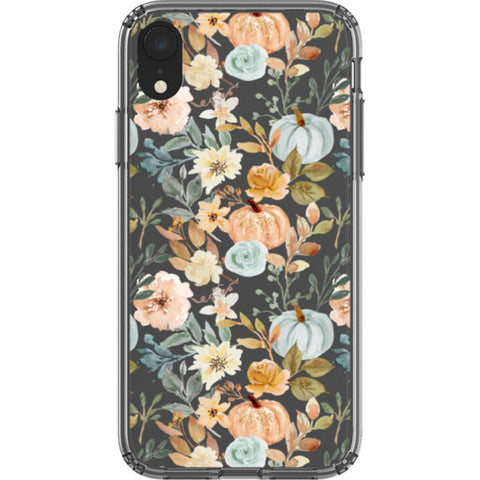 Orange Teal Fall Pumpkins Clear Phone Case