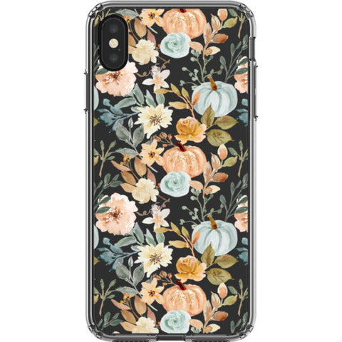 Orange Teal Fall Pumpkins Clear Phone Case