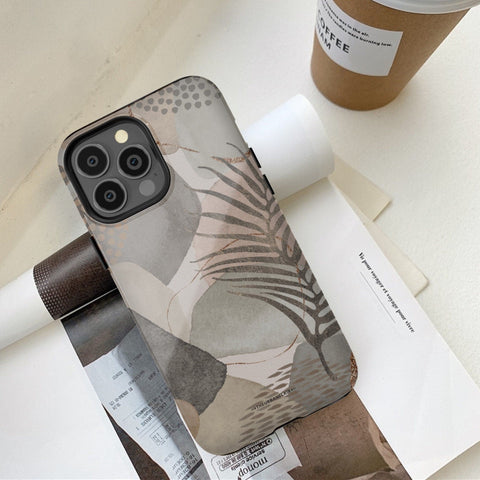 Pale Abstract Shapes Phone Case For iPhone 13 Mini 12 11 Pro XR XS Max 7 8 Plus Protective Tough Galaxy Cover With Boho Aesthetic Design Feat