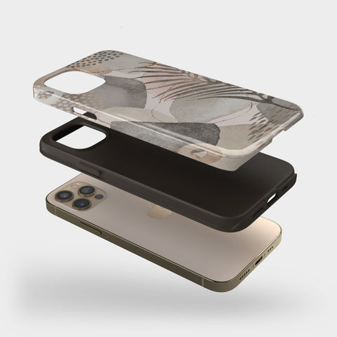 Pale Abstract Shapes Phone Case For iPhone 13 Mini 12 11 Pro XR XS Max 7 8 Plus Protective Tough Galaxy Cover With Boho Aesthetic Design Feat