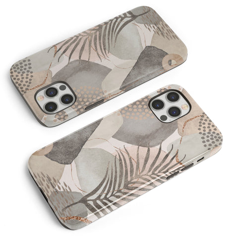 Pale Abstract Shapes Phone Case For iPhone 13 Mini 12 11 Pro XR XS Max 7 8 Plus Protective Tough Galaxy Cover With Boho Aesthetic Design Feat