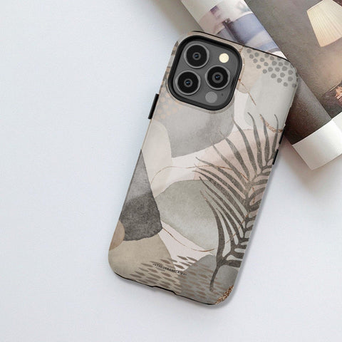 Pale Abstract Shapes Phone Case For iPhone 13 Mini 12 11 Pro XR XS Max 7 8 Plus Protective Tough Galaxy Cover With Boho Aesthetic Design Feat