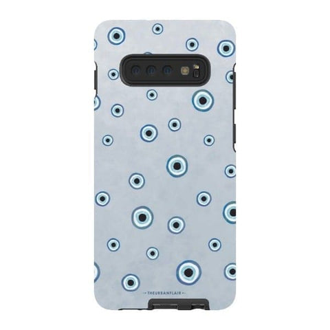 Galaxy S10 Plus Satin (Semi-Matte) Pale Baby Blue Evil Eye Tough Phone Case - The Urban Flair