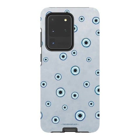 Galaxy S20 Ultra Satin (Semi-Matte) Pale Baby Blue Evil Eye Tough Phone Case - The Urban Flair
